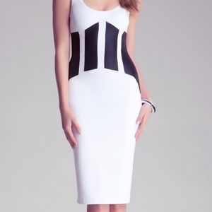 Bebe white dress with black panels